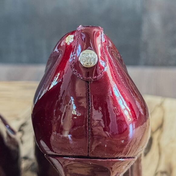 Stuart Weitzman Stage Fire Quasar Patent Leather Peep-Toe Platform Pump, M9.0 - Picture 4 of 8